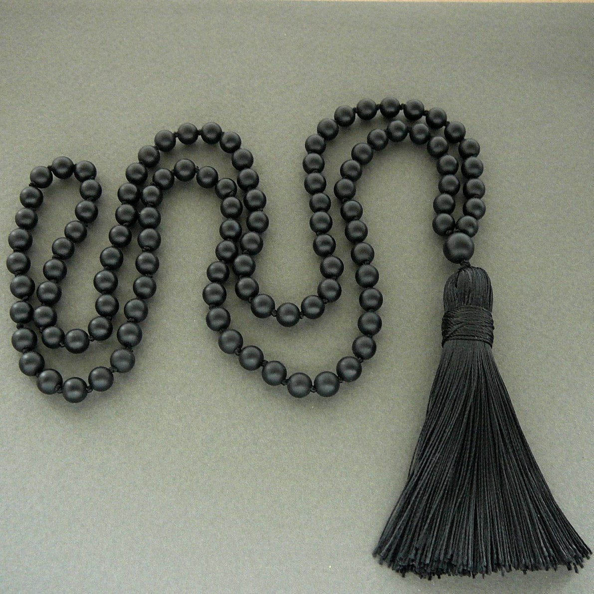 BLACK BANDED AGATE ONYX MALA