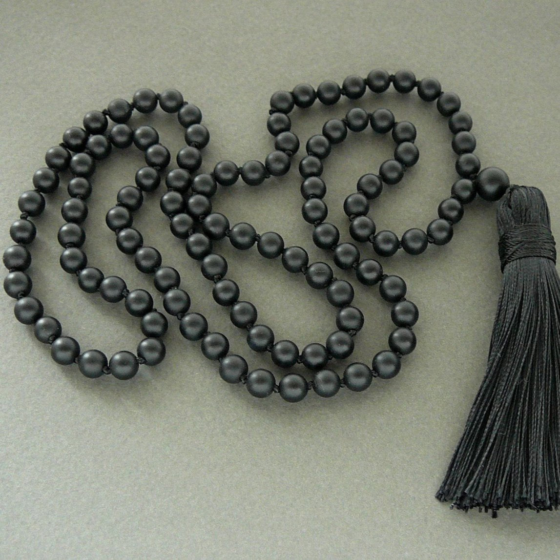 BLACK BANDED AGATE ONYX MALA