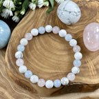 TRIPLE POWER HOWLITE, ROSE QUARTZ & AQUAMARINE BRACELET
